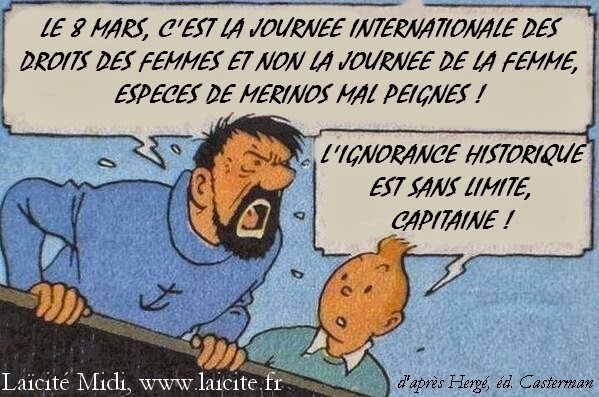 journée internationales des droits des femmes et non de la femme, d'après Hergé, le Capitaine et Tintin