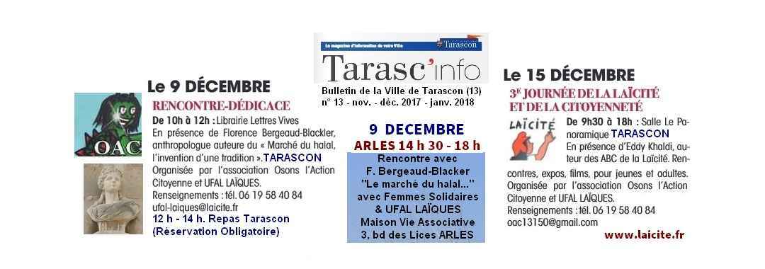 Laïcité Tarascon Arles 9 & 15 déc. 2017