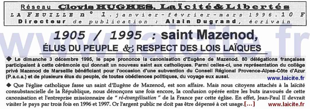 bando 1905-1995 Mazenod Réseau Laïque Cl. Hugues 1.96