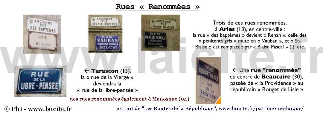 Rues renommées, "LesRoutes de la République" © Laicite.fr Midi