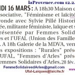 Expos Débat Femmes 8 mars 12.2.17 laProvence