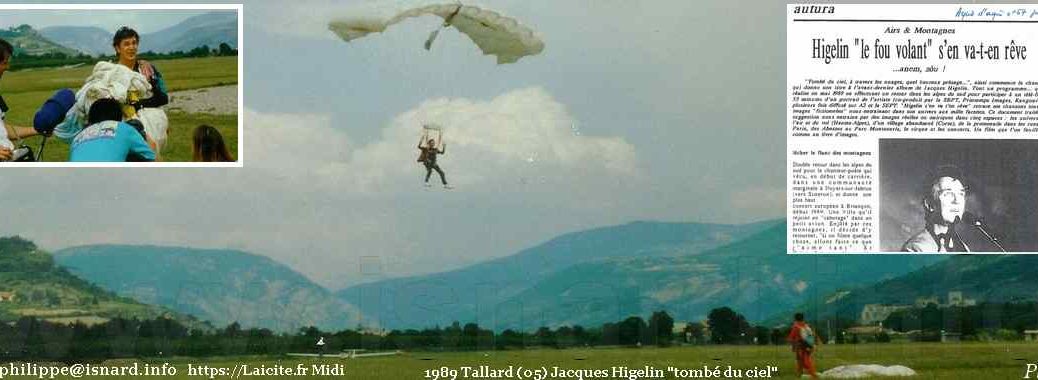 J. Higelin en parachute 1989 Tallard (05) "s'en va t-en rêve" © PhI