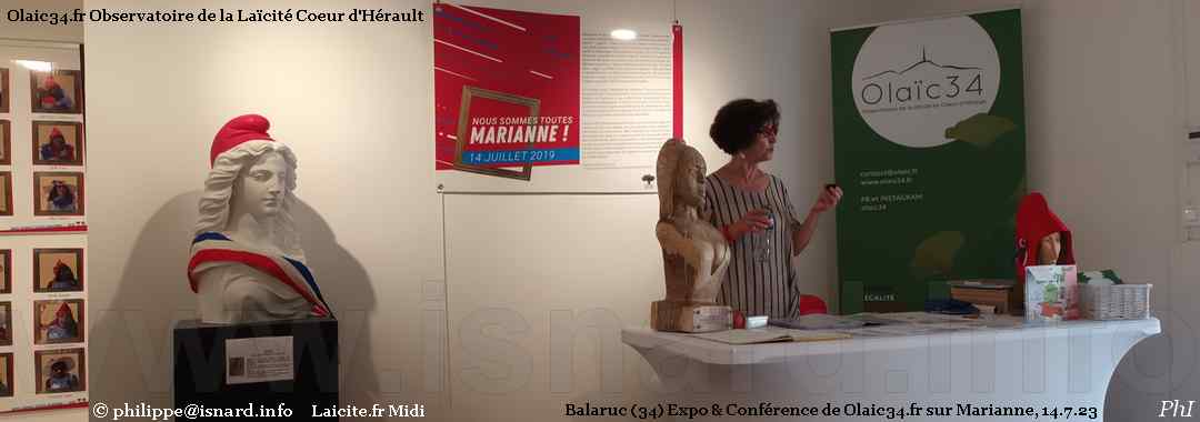 Expo & Conférence "Toutes Marianne" (34) Balaruc 14.7.23 Olaic34.fr © PhI
