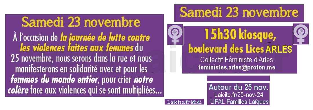 23 nov. 24 Contre les Violences faites aux Femmes, Collectif Féministe d'Arles