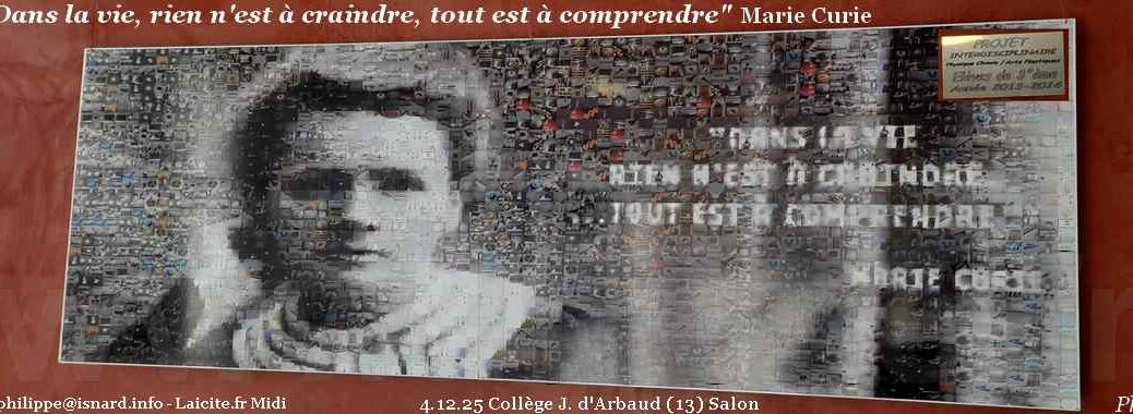Marie Curie, mur du Collège J. d'Arbaud (13) Salon 4.12.25 © PhI